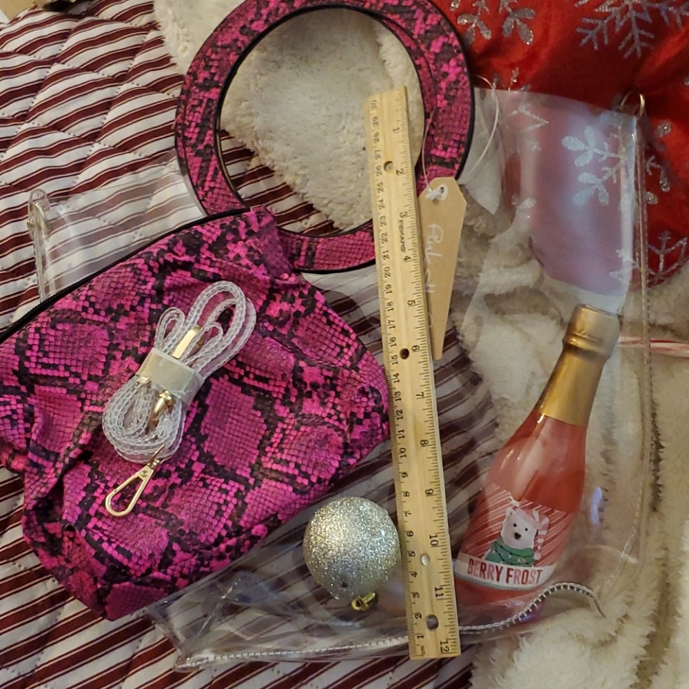 Pink Haley jelly tote with 🐍 skin mini inside